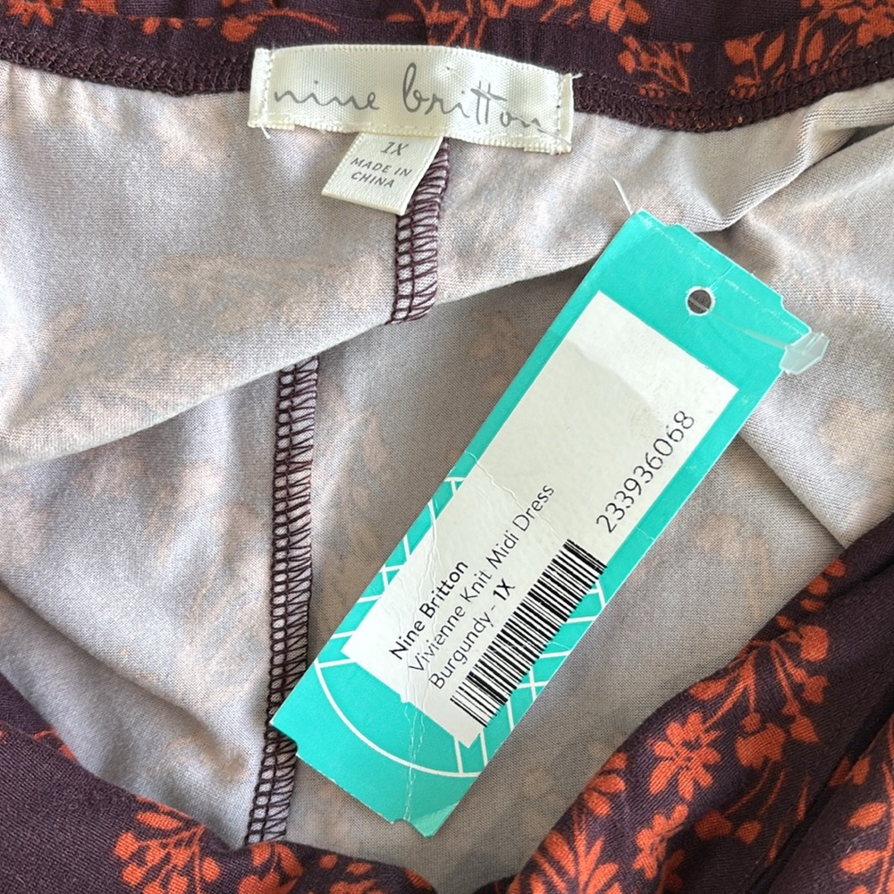 nine britton Black Asymmetrical Slip Dress with Rust Floral Print - Picture 5 of 10